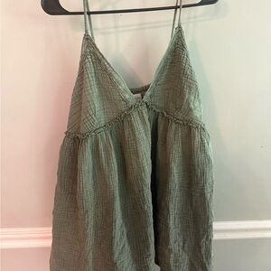 Green Sleeveless Textured Dress